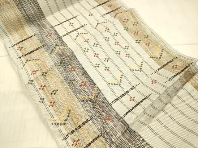 平和屋着物＊夏物 八寸名古屋帯 抽象間道 正絹 逸品 DAAX5912cm