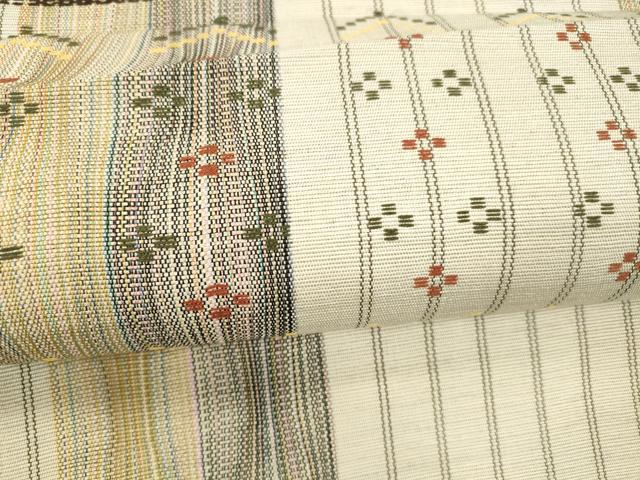 平和屋着物＊夏物 八寸名古屋帯 抽象間道 正絹 逸品 DAAX5912cm