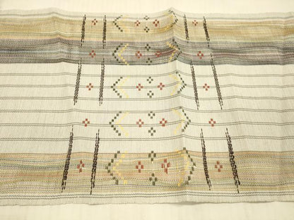 平和屋着物＊夏物 八寸名古屋帯 抽象間道 正絹 逸品 DAAX5912cm