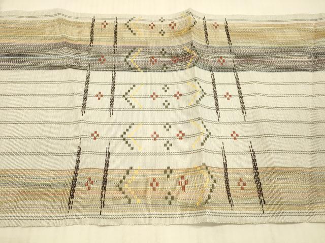 平和屋着物＊夏物 八寸名古屋帯 抽象間道 正絹 逸品 DAAX5912cm