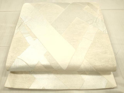 平和屋着物＊夏物 六通柄袋帯 竹垣 銀糸 正絹 逸品 DAAX5914cm
