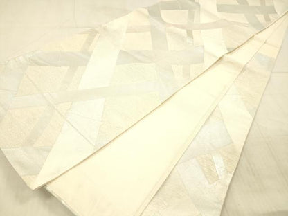 平和屋着物＊夏物 六通柄袋帯 竹垣 銀糸 正絹 逸品 DAAX5914cm
