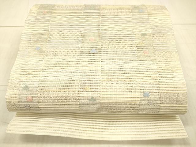 平和屋着物＊夏物 絽綴れ 八寸名古屋帯 抽象文様 金銀糸 正絹 逸品 DAAX5915cm