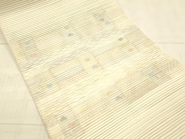 平和屋着物＊夏物 絽綴れ 八寸名古屋帯 抽象文様 金銀糸 正絹 逸品 DAAX5915cm