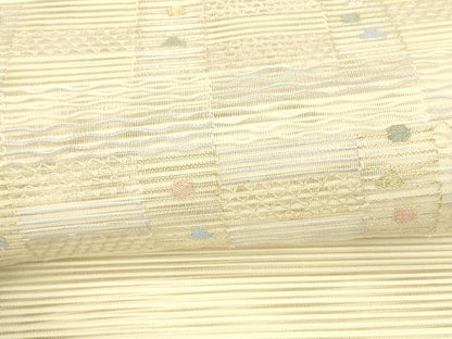 平和屋着物＊夏物 絽綴れ 八寸名古屋帯 抽象文様 金銀糸 正絹 逸品 DAAX5915cm