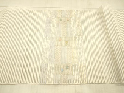 平和屋着物＊夏物 絽綴れ 八寸名古屋帯 抽象文様 金銀糸 正絹 逸品 DAAX5915cm