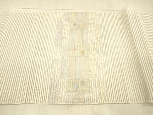 平和屋着物＊夏物 絽綴れ 八寸名古屋帯 抽象文様 金銀糸 正絹 逸品 DAAX5915cm