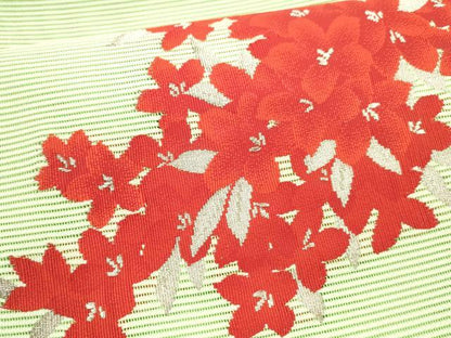 平和屋着物＊夏物 絽綴れ 八寸名古屋帯 草花文 銀糸 DAAX5917cm