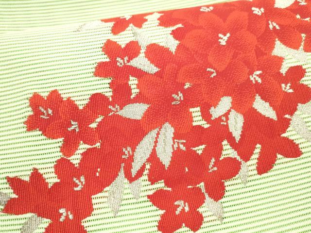 平和屋着物＊夏物 絽綴れ 八寸名古屋帯 草花文 銀糸 DAAX5917cm