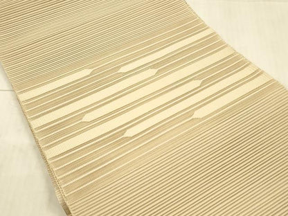 平和屋着物＊夏物　絽綴れ　八寸名古屋帯　抽象文様　香色　正絹　逸品　DAAX5918cm