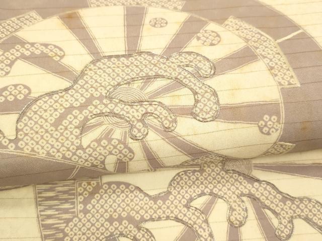 平和屋着物＊夏物 アンティーク 大正ロマン 全通柄袋帯 流水鹿の子車文 正絹 逸品 DAAX5920cm