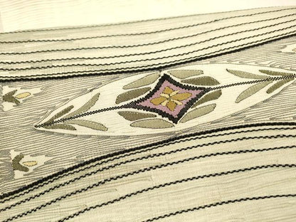 平和屋着物＊夏物 絽綴れ 八寸名古屋帯 草花文 正絹 逸品 DAAX5922cm