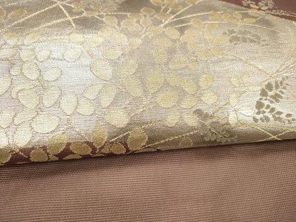 平和屋着物＊夏物 九寸開き名古屋帯 草葉文 金銀糸 正絹 逸品 DAAX5924cm