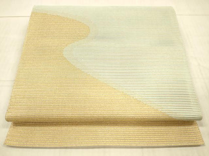 平和屋着物＊夏物 八寸名古屋帯 抽象文様 金糸 正絹 逸品 DAAX5927cm