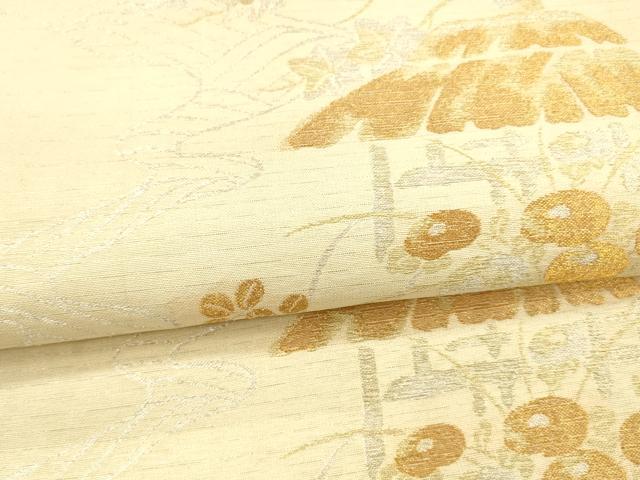 平和屋着物＊夏物 アンティーク 大正ロマン 六通柄袋帯 風景草花文 金銀糸 正絹 逸品 DAAX5933cm