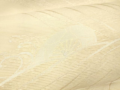 平和屋着物＊夏物　六通柄袋帯　流水片輪車文　銀糸　正絹　逸品　DAAX5934cm