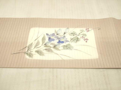 平和屋着物＊夏物 絽塩瀬 九寸名古屋帯 手描き 南天花文 正絹 逸品 DAAX5935cm