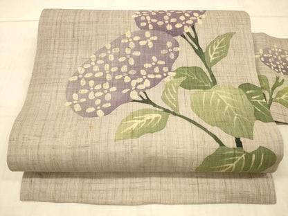 平和屋着物＊夏物 九寸名古屋帯 紫陽花 麻 逸品 DAAX5937cm