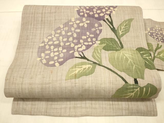 平和屋着物＊夏物 九寸名古屋帯 紫陽花 麻 逸品 DAAX5937cm