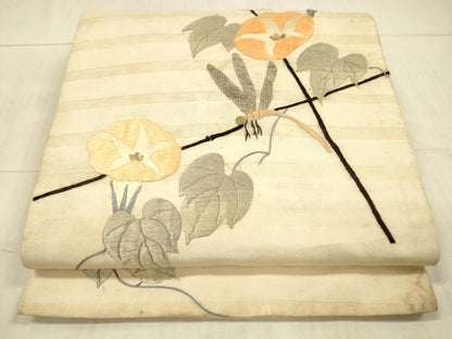 平和屋着物＊夏物 アンティーク 大正ロマン 太鼓柄 京袋帯 総刺繍 朝顔 蜻蛉 金銀糸 正絹 逸品 DAAX5941cm