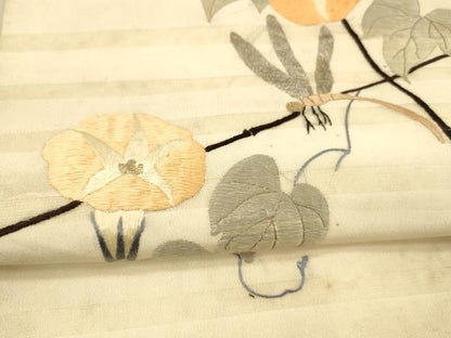平和屋着物＊夏物 アンティーク 大正ロマン 太鼓柄 京袋帯 総刺繍 朝顔 蜻蛉 金銀糸 正絹 逸品 DAAX5941cm