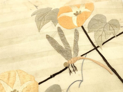 平和屋着物＊夏物 アンティーク 大正ロマン 太鼓柄 京袋帯 総刺繍 朝顔 蜻蛉 金銀糸 正絹 逸品 DAAX5941cm