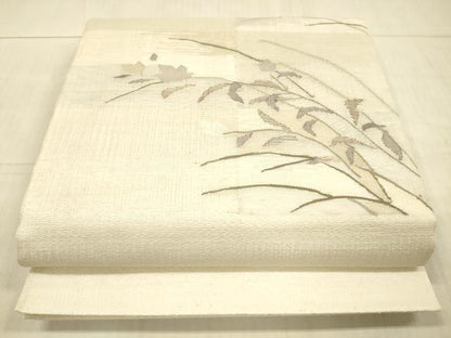 平和屋着物＊夏物 太鼓柄袋帯 草葉文 正絹 逸品 DAAX5944cm