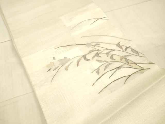 平和屋着物＊夏物 太鼓柄袋帯 草葉文 正絹 逸品 DAAX5944cm