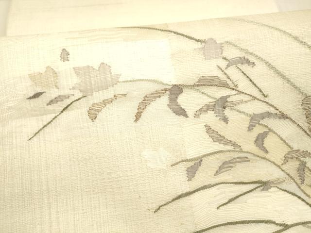 平和屋着物＊夏物 太鼓柄袋帯 草葉文 正絹 逸品 DAAX5944cm
