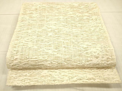 平和屋着物＊夏物 八寸名古屋帯 抽象文様 薄卵色 正絹 逸品 DAAX5945cm