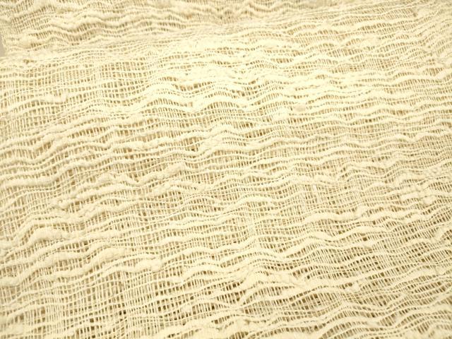 平和屋着物＊夏物 八寸名古屋帯 抽象文様 薄卵色 正絹 逸品 DAAX5945cm