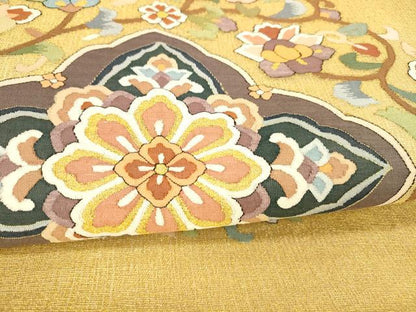 平和屋着物＊夏物 明綴れ 太鼓柄袋帯 花唐草文 金糸 正絹 逸品 DAAX5949cm