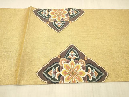 平和屋着物＊夏物 明綴れ 太鼓柄袋帯 花唐草文 金糸 正絹 逸品 DAAX5949cm