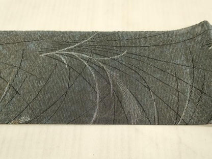平和屋着物＊夏物 西陣の名門織元 いづくら謹製 八寸名古屋帯 草葉文 黒地 銀糸 DAAX5953cm