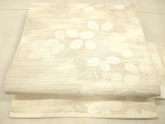 平和屋着物＊夏物 九寸名古屋帯 草葉文 銀糸 DAAX5954cm