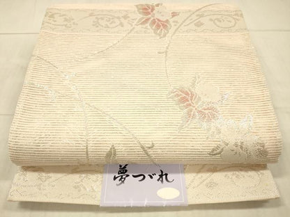 平和屋着物＊夏物 六通柄 京袋帯 花唐草文 銀糸 DAAX5957cm
