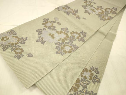 平和屋着物＊夏物 六通柄 京袋帯 草花文 金銀糸 DAAX5960cm