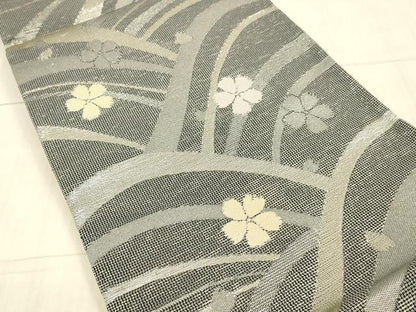 平和屋着物＊夏物 六通柄 京袋帯 流水花文 銀糸 DAAX5961cm