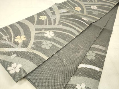 平和屋着物＊夏物 六通柄 京袋帯 流水花文 銀糸 DAAX5961cm