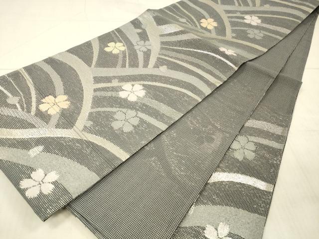 平和屋着物＊夏物 六通柄 京袋帯 流水花文 銀糸 DAAX5961cm