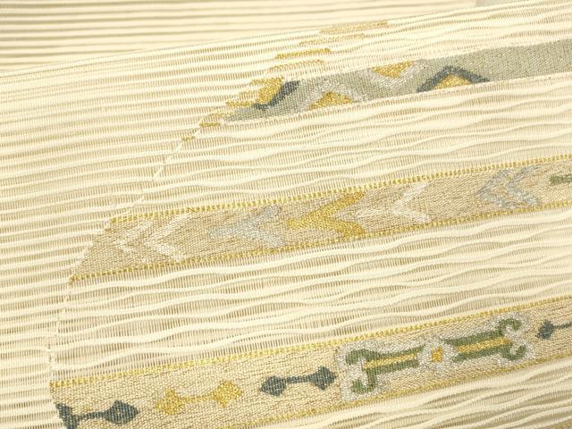 平和屋着物＊夏物 絽綴れ 八寸名古屋帯 抽象文様 金銀糸 正絹 逸品 DAAX5962cm