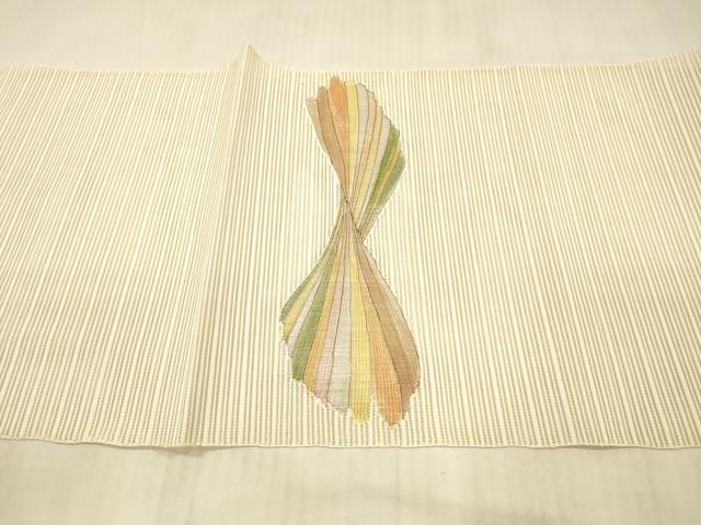平和屋着物＊夏物 絽綴れ 八寸名古屋帯 抽象文様 金銀糸 正絹 逸品 DAAX5963cm