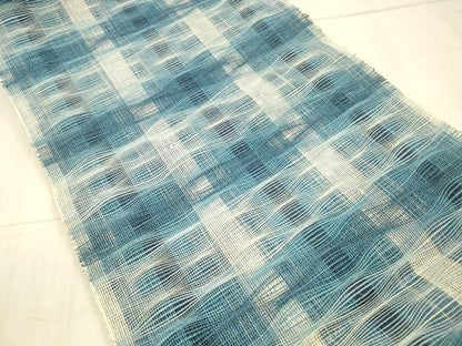 平和屋着物＊夏物　八寸名古屋帯　間道　正絹　逸品　DAAX5964cm