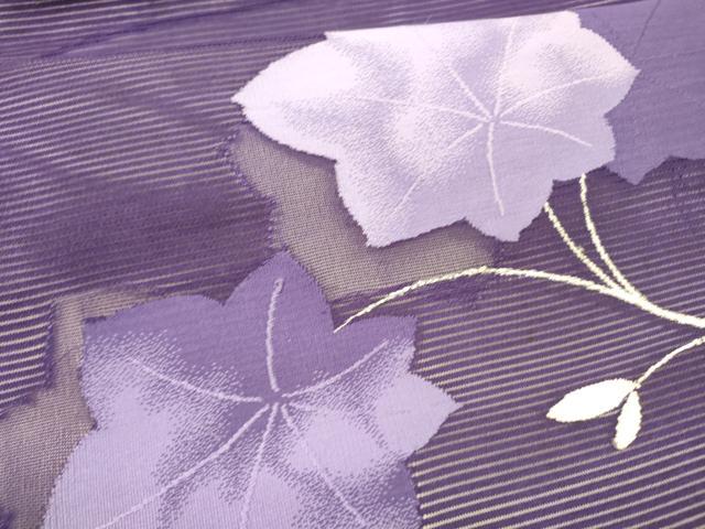 平和屋着物＊夏物　九寸名古屋帯　枝葉文　銀糸　正絹　逸品　DAAX5966cm