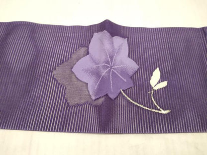 平和屋着物＊夏物　九寸名古屋帯　枝葉文　銀糸　正絹　逸品　DAAX5966cm