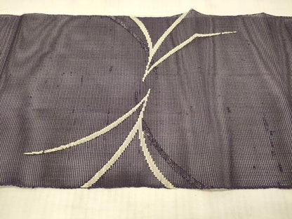 平和屋着物＊夏物 八寸名古屋帯 草葉文 銀糸 正絹 逸品 DAAX5969cm