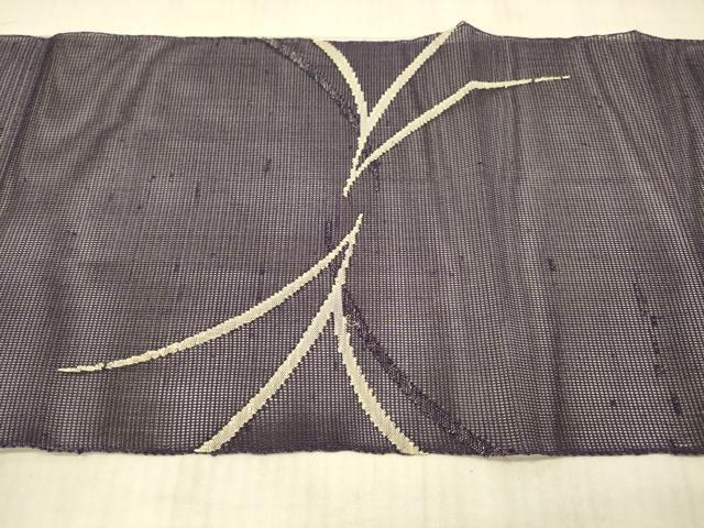 平和屋着物＊夏物 八寸名古屋帯 草葉文 銀糸 正絹 逸品 DAAX5969cm