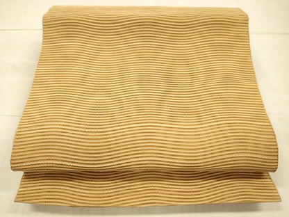 平和屋着物＊夏物 絽綴れ 八寸名古屋帯 よろけ縞 杏色 正絹 逸品 DAAX5971cm