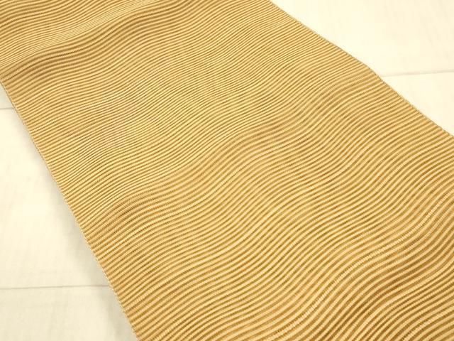 平和屋着物＊夏物 絽綴れ 八寸名古屋帯 よろけ縞 杏色 正絹 逸品 DAAX5971cm