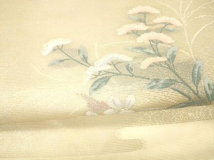 平和屋着物＊夏物　九寸名古屋帯　草花文　金銀糸　正絹　逸品　DAAX5972cm